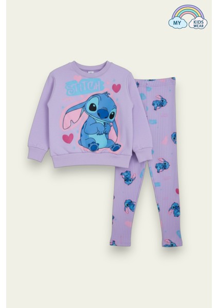 Kız Çocuk Lila Sweatshirt & Tayt Takımı – Karakter Baskılı 4-10 Yaş 12149 fiyatları
