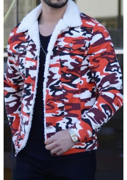 R.lion Slim Fit Kürklü Kot Mont Premium Denim kırmızı Kamufulaj fırsatları