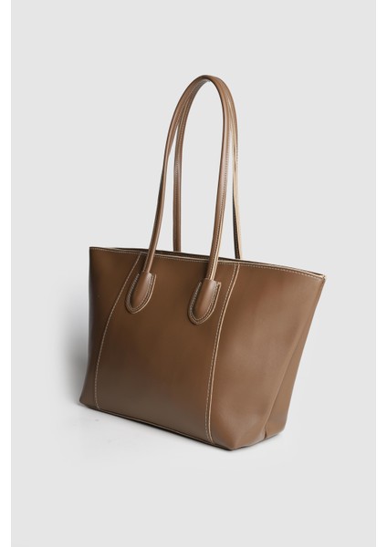 Lagraccio Paris Kadın Mors Büyük Boy Omuz Çantası Koyu Vizon