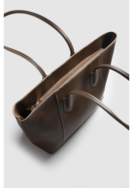 Lagraccio Paris Kadın Mors Büyük Boy Omuz Çantası Koyu Vizon modelleri