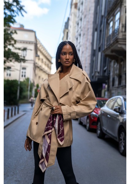 Tyra Camel Kemerli Kısa Trençkot
