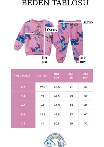 Kız Çocuk 2’li Takım – Stitch Baskılı Pembe Eşofman 5-10 Yaş 12150 modelleri