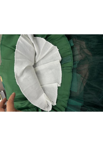 “kız Çocuk Abiye Elbise Yeşil Dantel Çiçek Detaylı Kat Kat Tül 6-10 Yaş Özel Gün Doğum Günü”