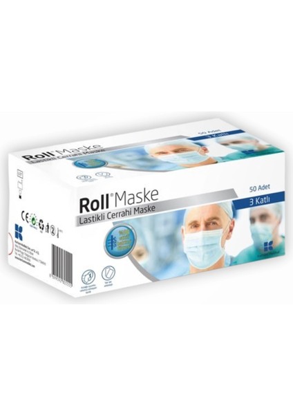 Steril Maske Lastikli (3 Katlı) 50'li Kutu - 12 Kutu modelleri