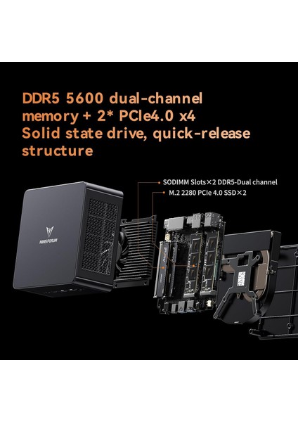 UM890 Pro Amd Ryzen 9 8945HS Işlemci, 64GB Ddr5 Ram, 1tb Ssd, Oculink, Usb4, Hdmı,dp 2x2.5g Lan, WIN11 Pro Mini Pc