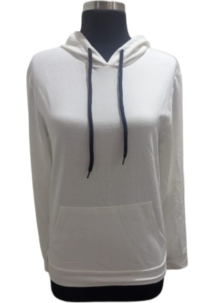 Beyaz Kapüşonlu Iki Iplik Sweatshirt fiyatları