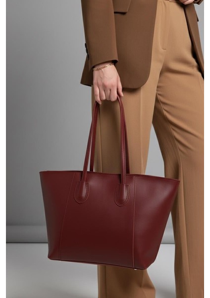 Lagraccio Paris Kadın Mors Büyük Boy Omuz Çantası Bordo