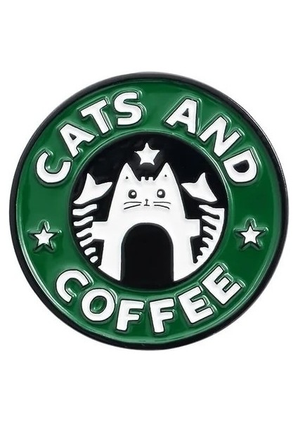 Cats And Coffee Rozet Kedi Rozet Kahve Rozet Broş Pin Trend