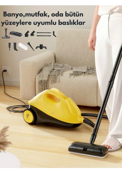 Yüksek Güçlü Çok Fonksiyonlu Buharlı Temizlik Makinesi, 2 Lt Su Haznesi, Sarı Renk fiyatları