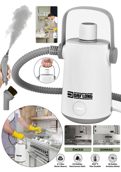 Profesyonel Buharlı Temizleyici Beyaz, Güçlü ve Verimli Temizlik Makinesi