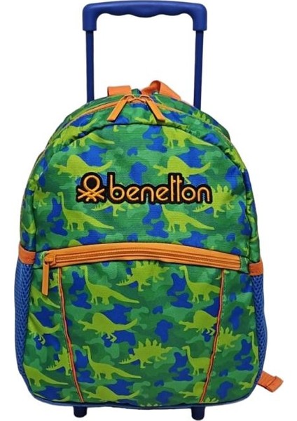 Çekçekli Anaokulu Çantası Yeşil Dinozor Desenli