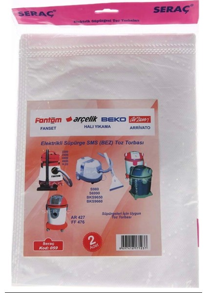 3'lü Elektrikli Süpürge Toz Torbası, Güçlü ve Dayanıklı, ROYALEKS-68789