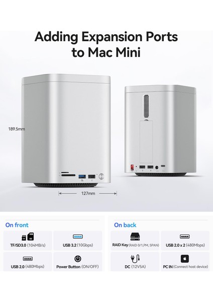 M435 Mini Tower Mac Mini 2024 Workstation - M.2 Nvme, 2xhdd Yuvalı,raıd,usb 3.2,type-C,sd/tf Card fırsatları