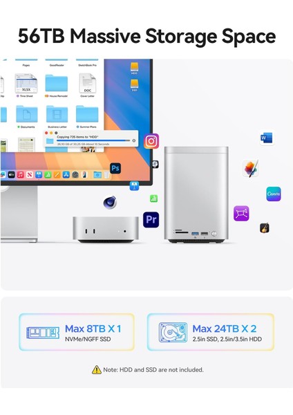 M435 Mini Tower Mac Mini 2024 Workstation - M.2 Nvme, 2xhdd Yuvalı,raıd,usb 3.2,type-C,sd/tf Card
