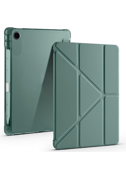 Lenovo Tab TB-311FU ile Uyumlu Kapak Tri Folding Üçgen Kalem Bölmeli Standlı Kılıfı