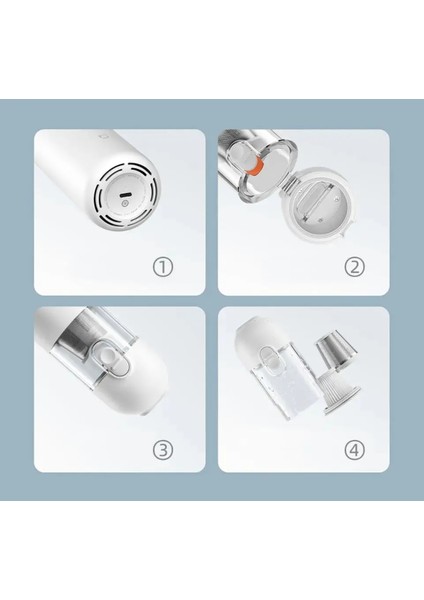 Mini Şarjlı Araç Iç Içi El Süpürgesi, 120W, Çift Kademe, Hediye Yedek Filtre