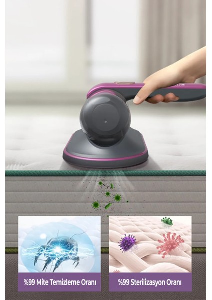 Gri Kablosuz Şarjlı Yatak Kanepe Halı Temizleme Süpürgesi Uv Işınlı modelleri