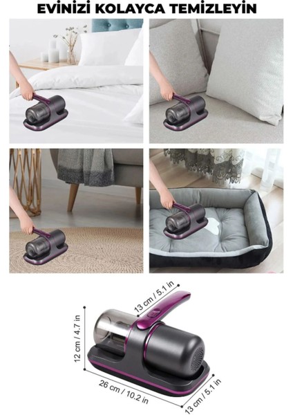 Gri Kablosuz Şarjlı Yatak Kanepe Halı Temizleme Süpürgesi Uv Işınlı indirimleri