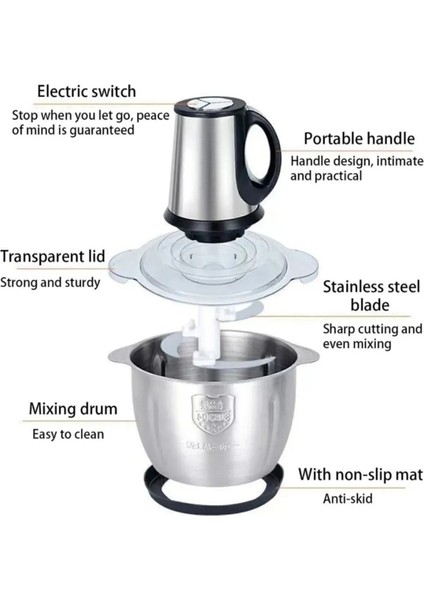 5l Elektrikli Mutfak Robotu, Paslanmaz Çelik, Sebze Dilimleme ve Karıştırma Özellikli fırsatları