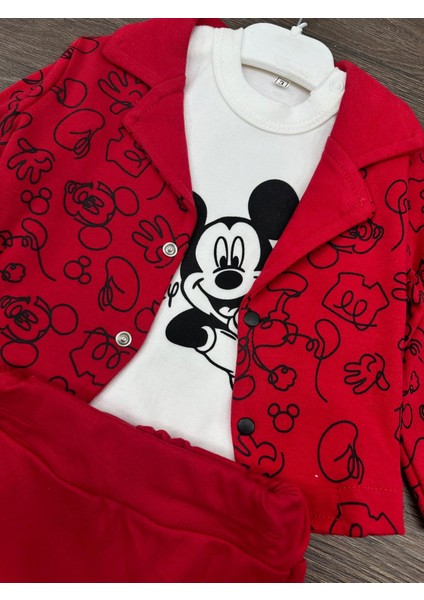 “erkek Bebek 3’lü Takım Mickey Mouse Desenli Sweatshirt Body ve Eşofman Altı 0-12 Ay” fırsatları
