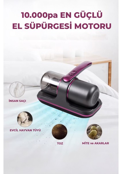 Yüksek Emiş Güçlü Şarjlı El Süpürgesi, 10.000PA, Hafif ve Pratik Temizlik Aracı