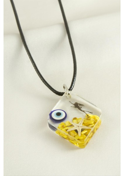 Zengezur Deniz Yıldızı Epoksi Kolye-Sarı fiyatları