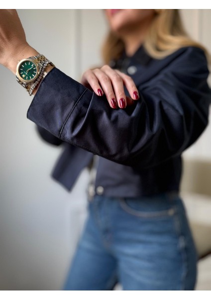 Lacivert Kadife Yaka Kısa Ceket indirimleri