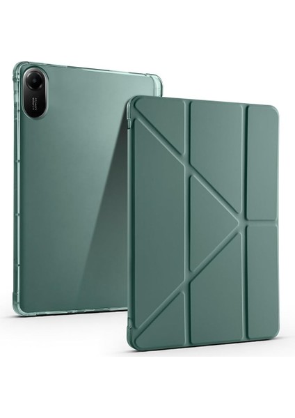 Xiaomi Redmi Pad 2 ile Uyumlu Kabaklı Tri Folding Üçgen Kalem Bölmeli Standlı Kılıf