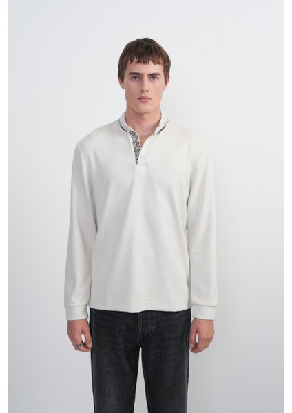 Erkek Çıtçıtlı Uzun Kollu Beyaz Polo Yaka Tişört fiyatları