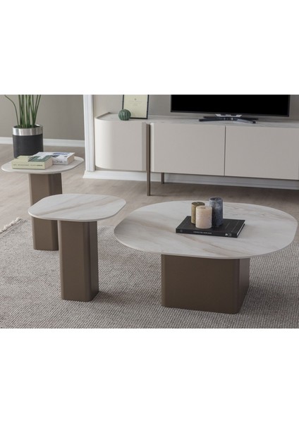 Milano Vol4 İkili Yan Sehpa Seti - Seramik modelleri