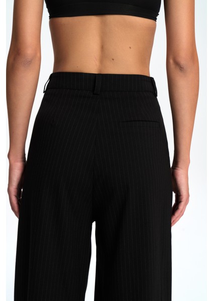 Bianda Çizgili Siyah Pantolon