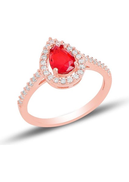 Gümüş Rose Kırmızı Taşlı Damla Modeli Üçlü Set SGTL11512KIRMIZI modelleri