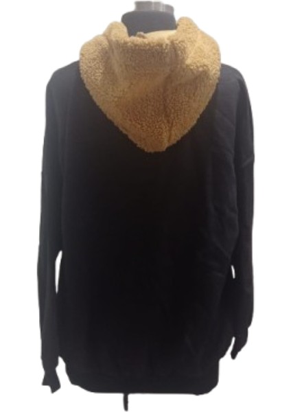 Kahve Peluş Kapüşonlu Siyah Şardonlu Termal Sweatshirt fırsatları