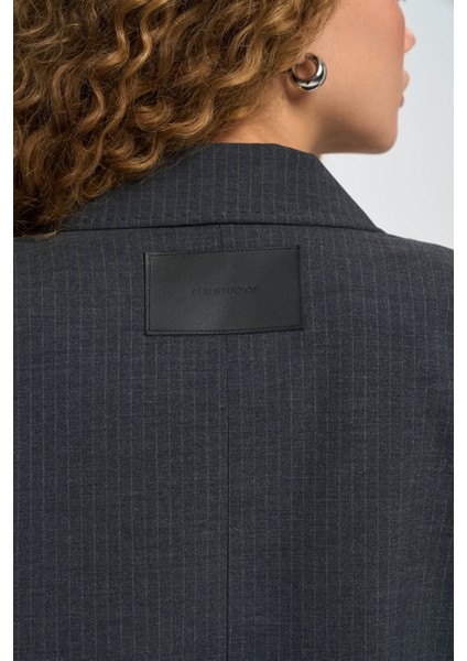 Jessical Çizgili Antrasit Blazer