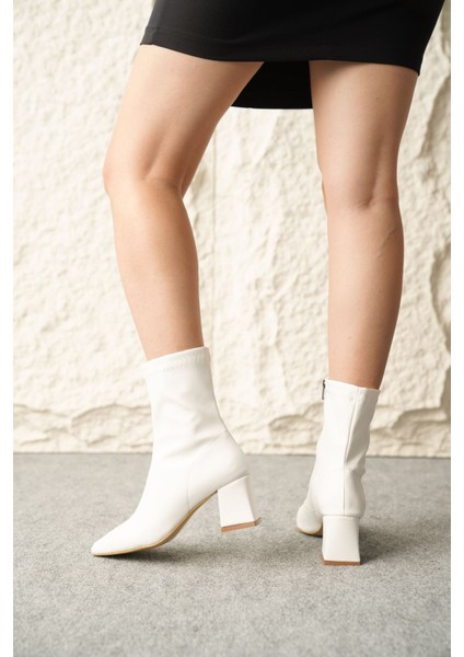 Kadın Guzzi Streç Kısa Bot - Beyaz fiyatları