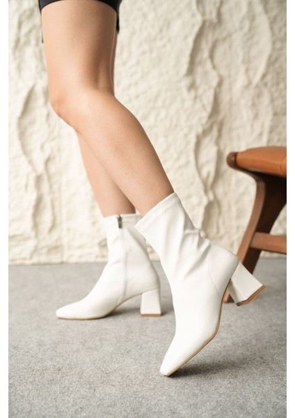 Kadın Guzzi Streç Kısa Bot - Beyaz modelleri