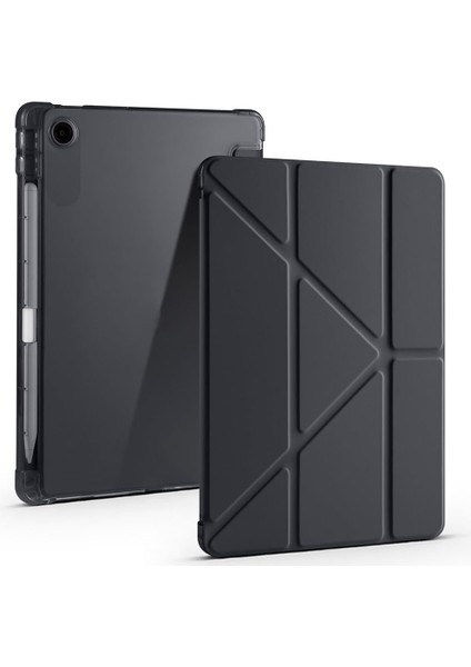 Lenovo Tab TB-311FU ile Uyumlu Kapak Tri Folding Üçgen Kalem Bölmeli Standlı Kılıfı