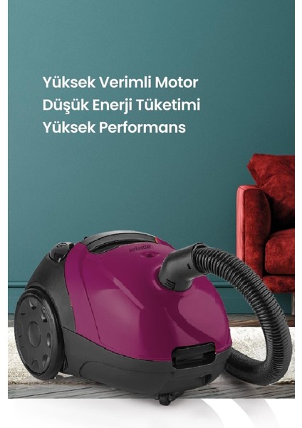 Mor Yıkanabilir Toz Torbalı Elektrikli Süpürge, 2,5 Litre Kapasiteli, 5 Yıl Garantili indirimleri