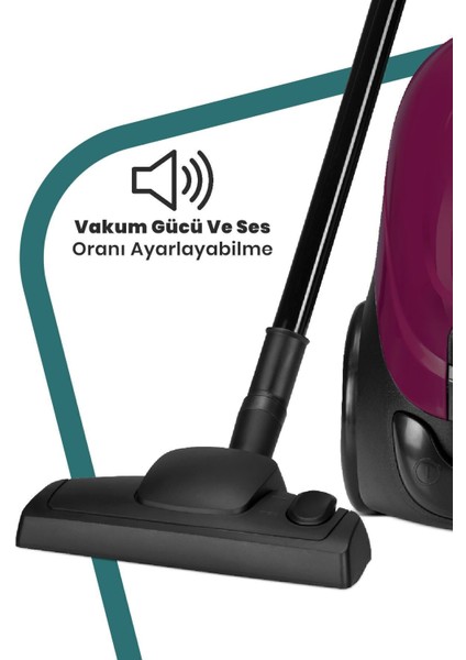 Mor Yıkanabilir Toz Torbalı Elektrikli Süpürge, 2,5 Litre Kapasiteli, 5 Yıl Garantili