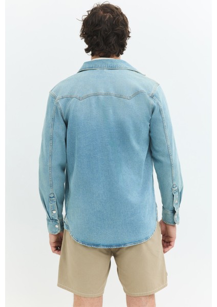 Regular Fit Açık Indigo Erkek Jean Gömlek