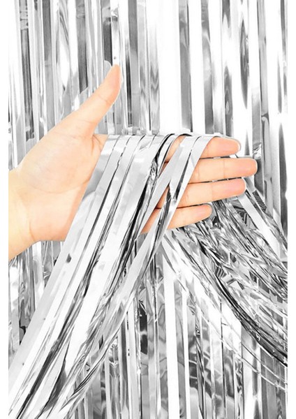 Gümüş Parlak Saçak Perde Parti Süsü fiyatları