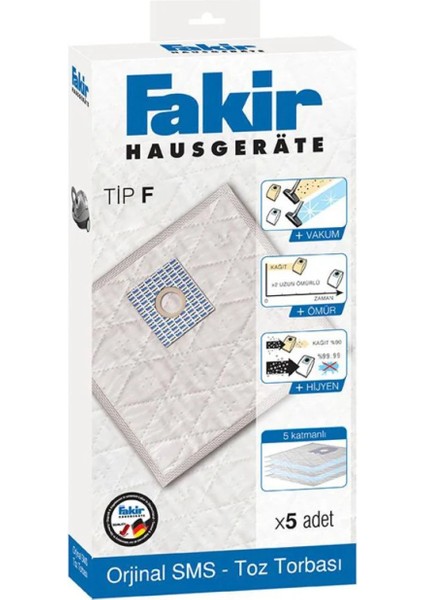 Tip F Uyumlu Kutulu Toz Torbası, Sağlam ve Kullanışlı Ev Temizlik Ürünü