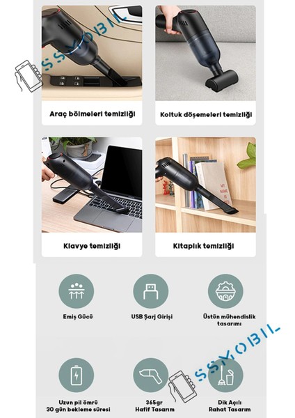 Mini Kablosuz El Süpürgesi, 6000PA, 120W, Taşınabilir ve Güçlü Temizlik Aracı fiyatları