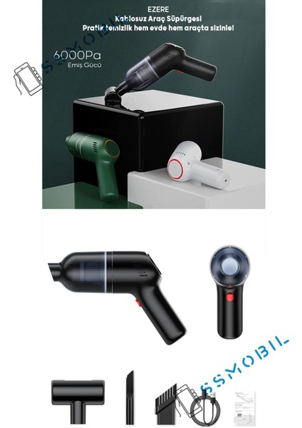 Mini Kablosuz El Süpürgesi, 6000PA, 120W, Taşınabilir ve Güçlü Temizlik Aracı modelleri