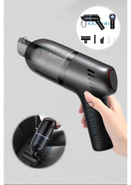 Mini Kablosuz El Süpürgesi, 6000PA, 120W, Taşınabilir ve Güçlü Temizlik Aracı