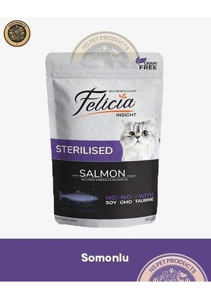 Pouch Kısırlaştırılmış Somon-Tavuk Yaş Kedi Maması 24X85GR modelleri