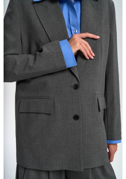 Jessical Çizgili Füme Blazer