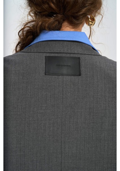 Jessical Çizgili Füme Blazer