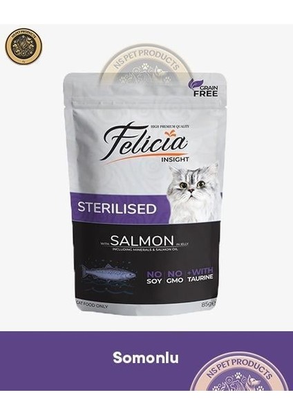 Pouch Kısırlaştırılmış Somon-Tavuk Yaş Kedi Maması 12X85GR modelleri