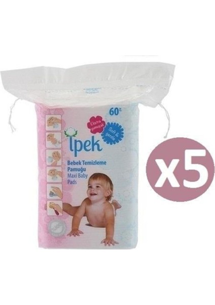 Ipek Maxi Pamuk Bebek Temizleme Pamuğu 60'lı, 5'li Paket fiyatları